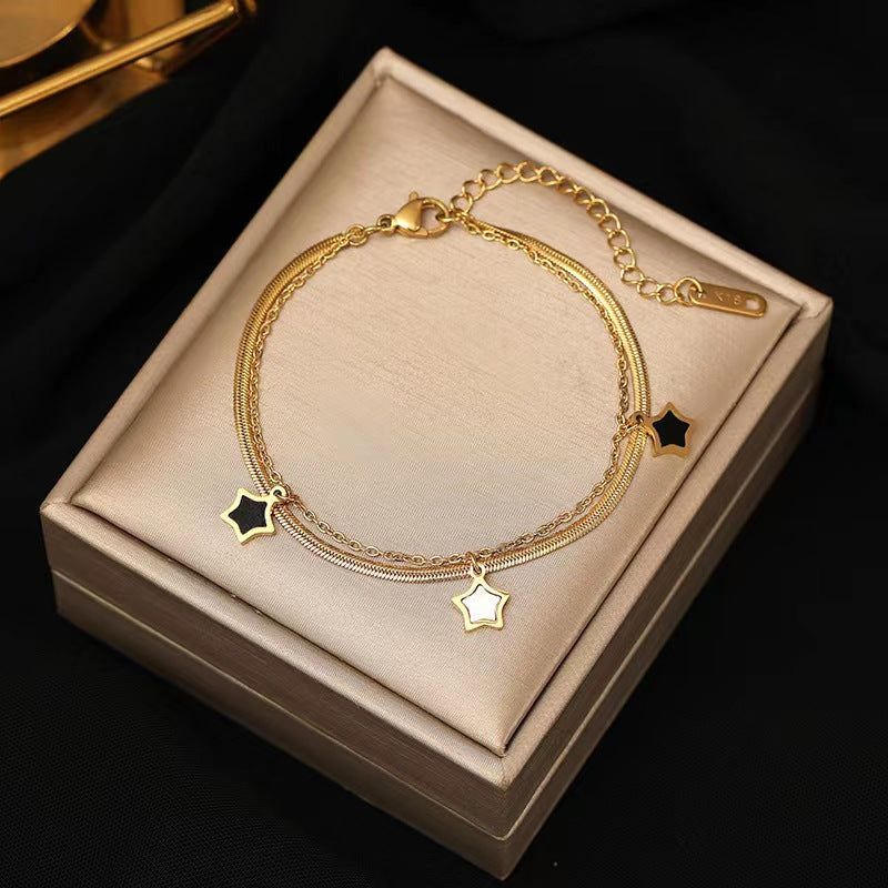 Brazalete de acero de titanio de cadena de doble gruesa de doble gruesa al por mayor